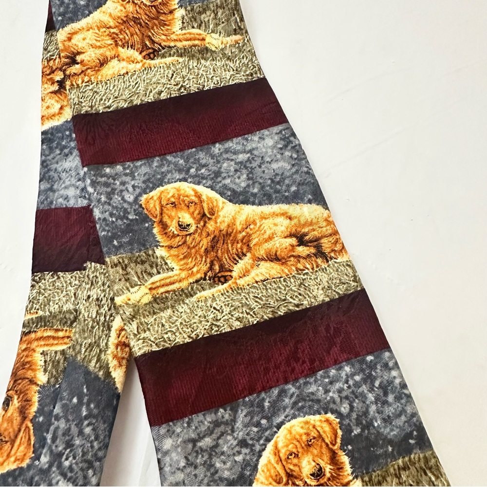 Endangered Species Golden Retriever Dog 100% Silk Necktie Novelty‎ - Picture 2 of 7